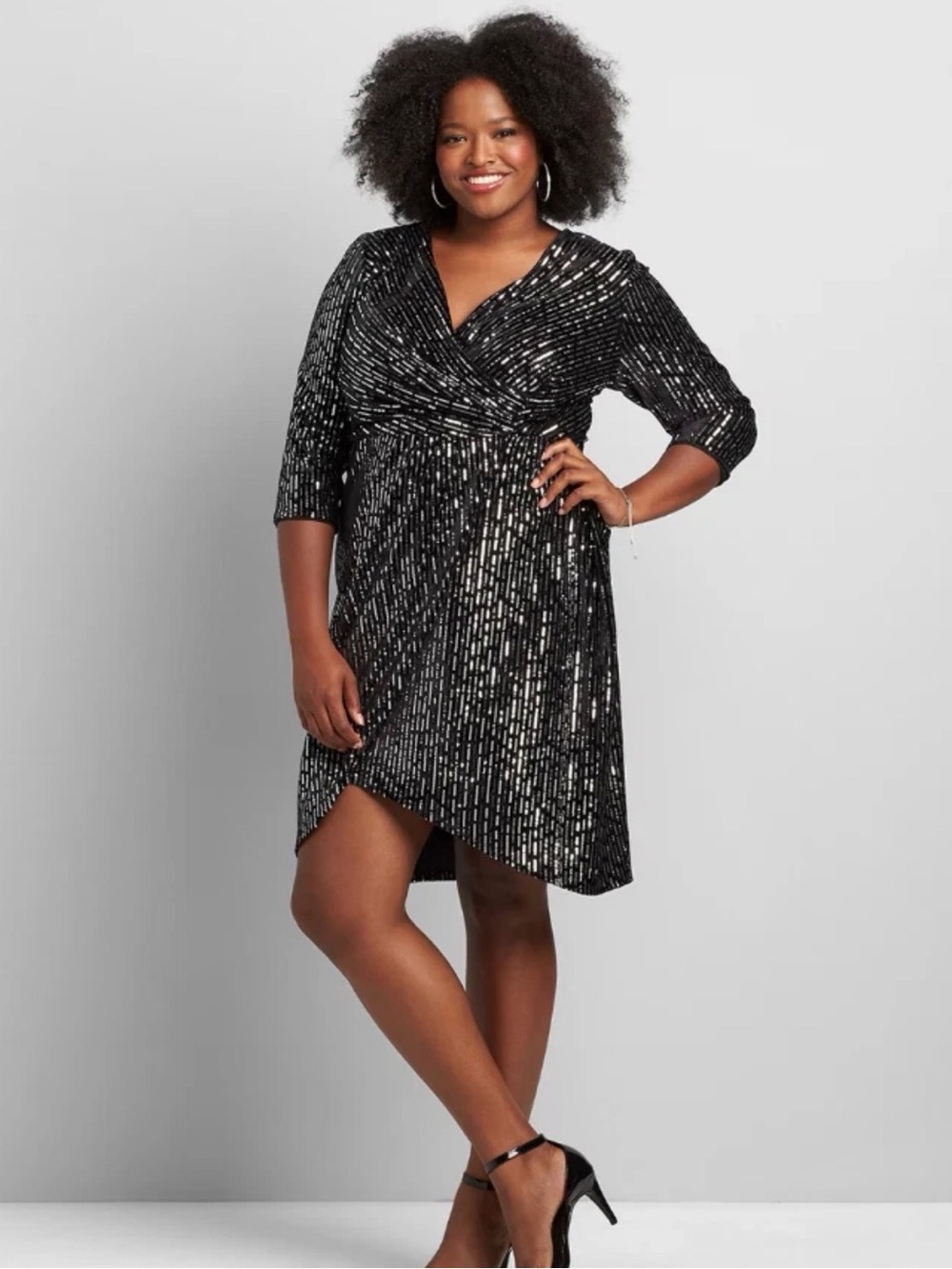 NWT Black Sequin Wrap Cocktail Party Dress Plus Size 20